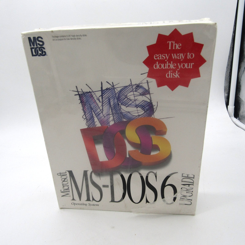 SEALED Microsoft MS DOS 6 Upgrade 5.25″ Floppy with Creases and a Rip in Wrap