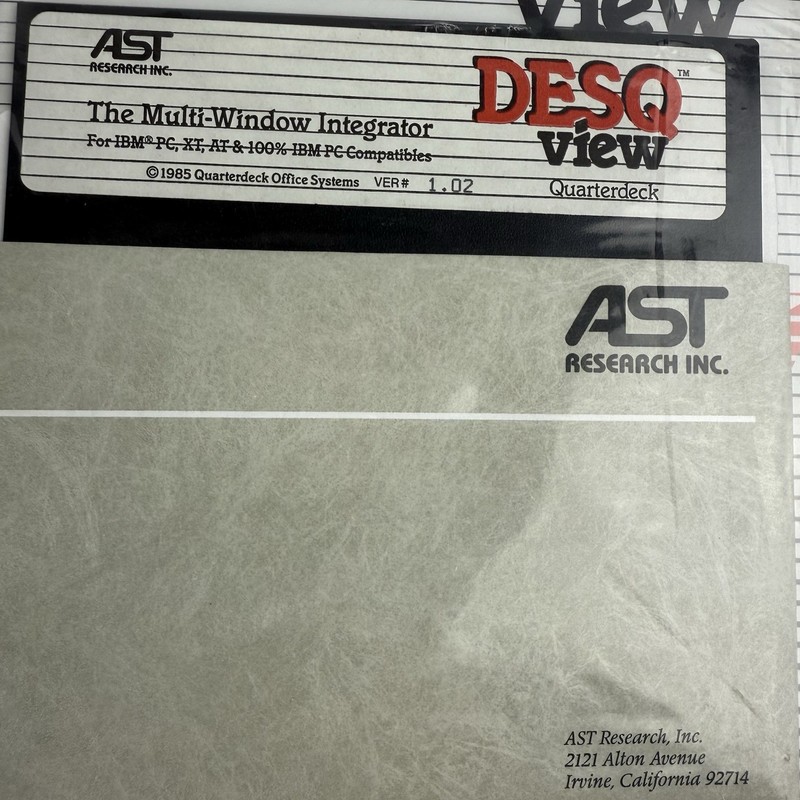 Vintage Quarterdeck DESQview 1.02 AST Special Edition Sealed 5.25 Disk IBM PC gallery