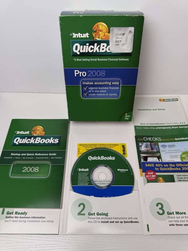 INTUIT QUICKBOOKS PRO 2008 FOR WINDOWS FULL RETAIL US VERSION =LIFETIME LICENSE=