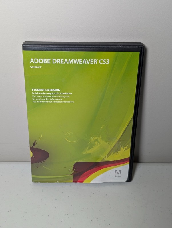 Vintage ADOBE DREAMWEAVER CS3 Student edition with product key