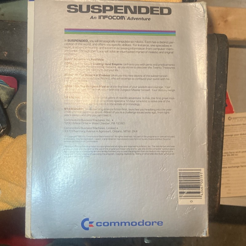 Commodore C-64 SUSPENDED Adventure Game 5.25" Floppy Disk for Commodore 64 gallery