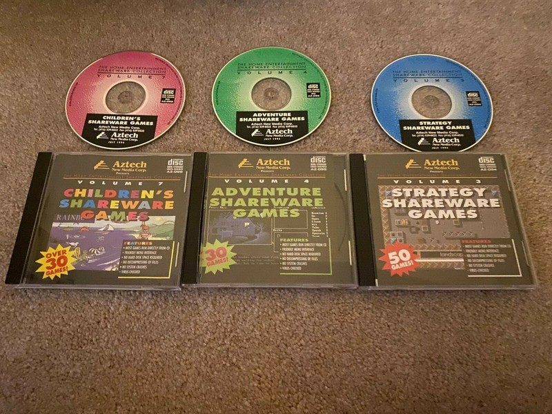 AZTECH STRATEGY / CHILDREN’S / ADVENTURE SHAREWARE GAMES CD VOLUMES 3 4 7