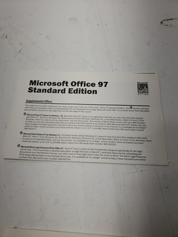 Vintage Microsoft Office 97 Standard Upgrade Sealed CD-ROM Manuals Box gallery