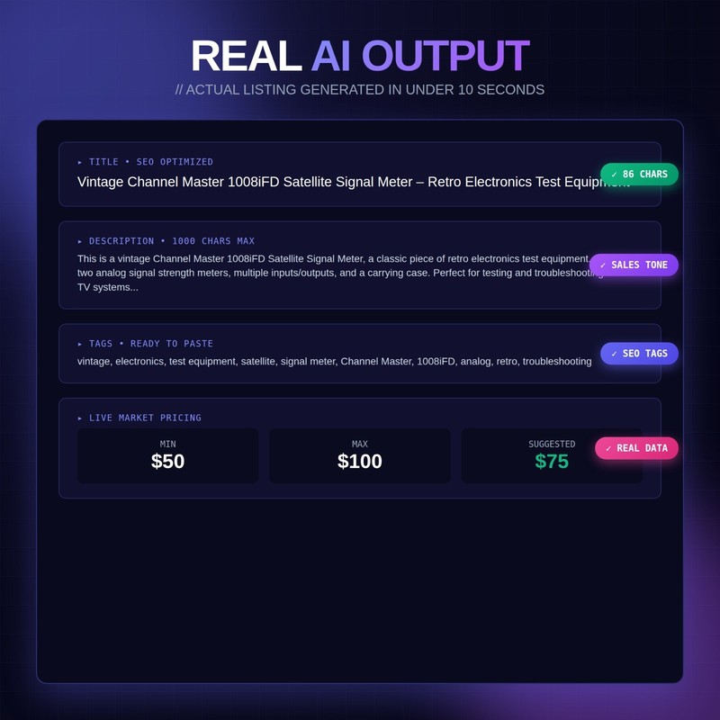 AI Listing Time Saver Generator for eBay and Etsy Sellers – Titles, Descriptions gallery