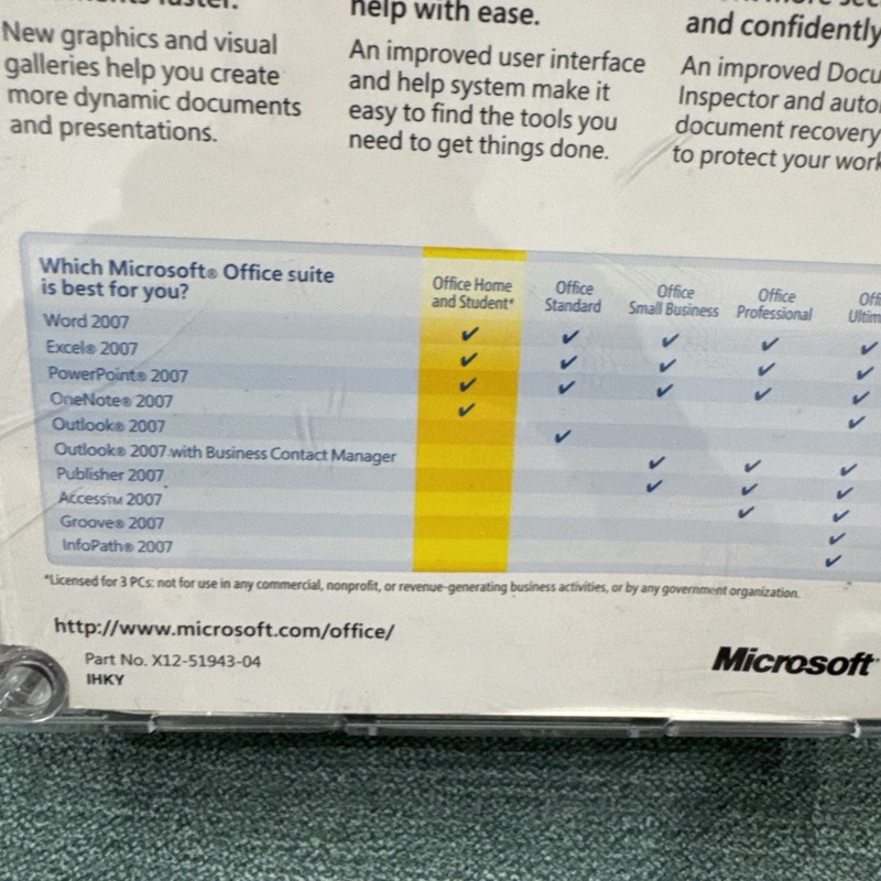 Microsoft MS Office 2007 Home & Student GENUINE Disc - Disc Only, No Product Key gallery