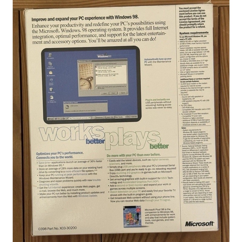 Microsoft Windows 98 Upgrade New Version 0398 Part X03-30200 - Tested gallery