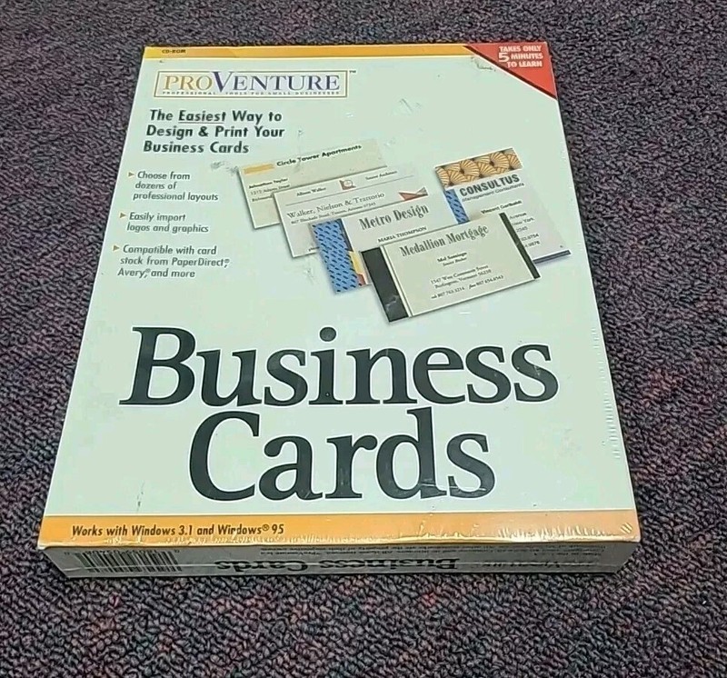 ProVenture Business Cards Design Print CD Software Windows 3.1/Windows 95
