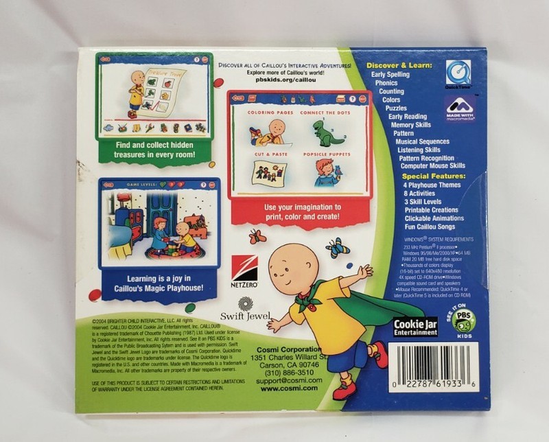 Caillou MAGIC PLAYHOUSE - KIDS Ages 2-6 Educational PC Game - BRAND NEW XP COMP. gallery