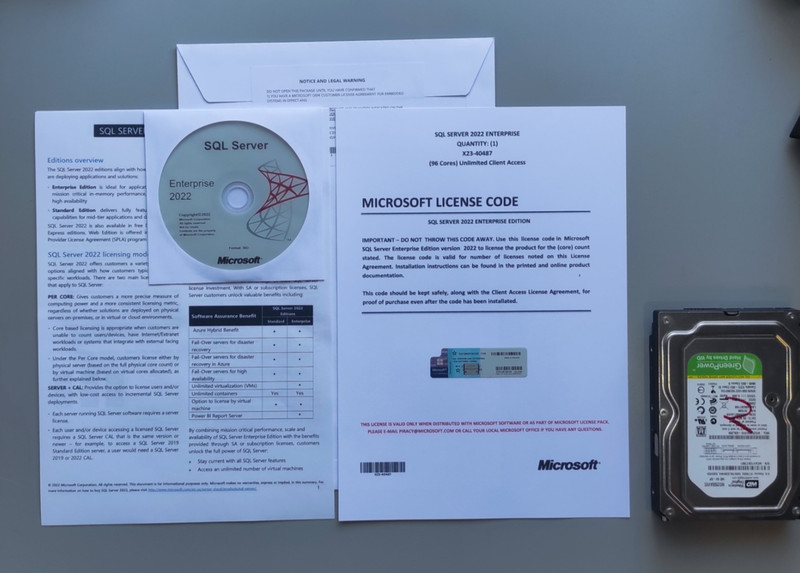 SQL Server 2022 Enterprise 96 Core License & DVD Unlimited CALs with CoA gallery