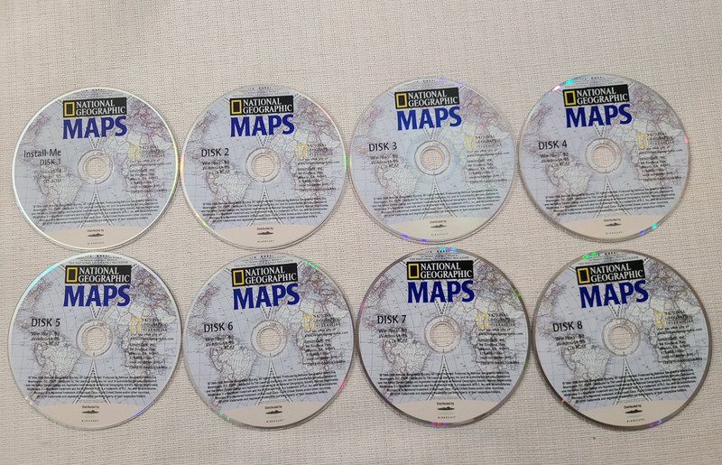 National Geographic Maps 8 Disc Set CD-ROM Windows 95/98 NEW