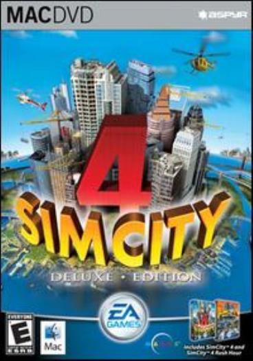 SimCity 4 Deluxe MAC DVD design city building simulation game + Rush Hour add-on