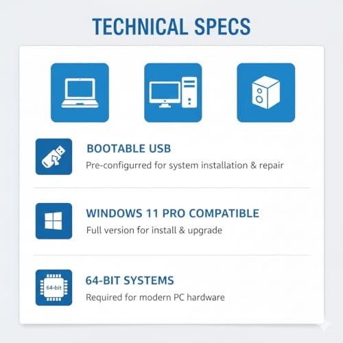 Bootable USB Drive for Windows 11 Pro 64-bit - Upgrade, Repair, Recover PC, Tech gallery