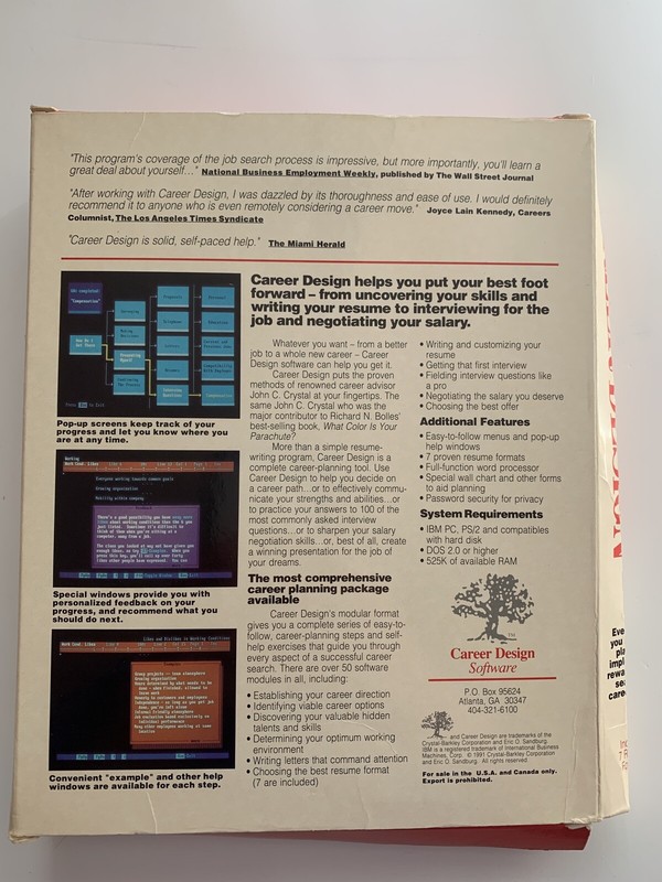 1990s Career Design Software for IBM PC and compatibles w hard and floppy disks gallery