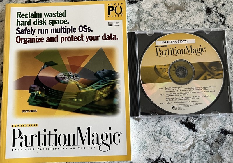 Vintage Partition Magic 3.04 CD and User Guide