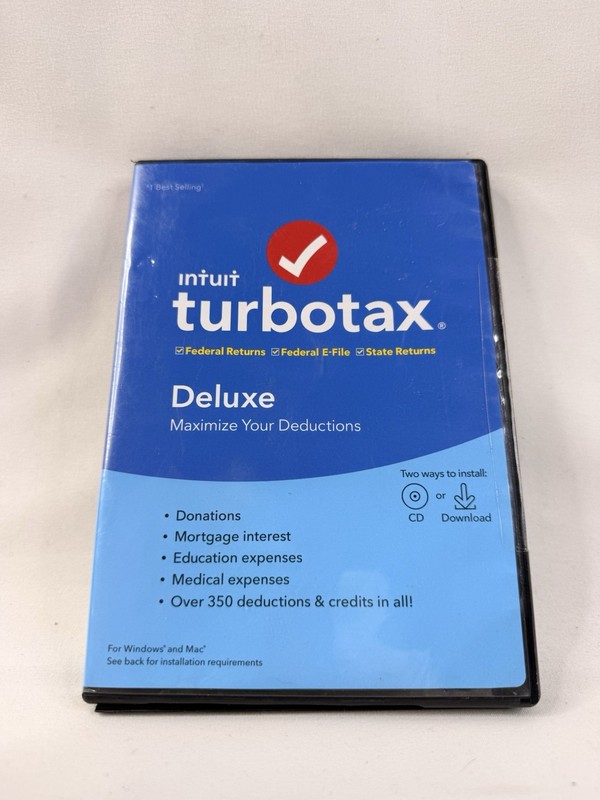 Intuit TURBOTAX DELUXE 2019 Federal/State Physical CD license Code PC Mac