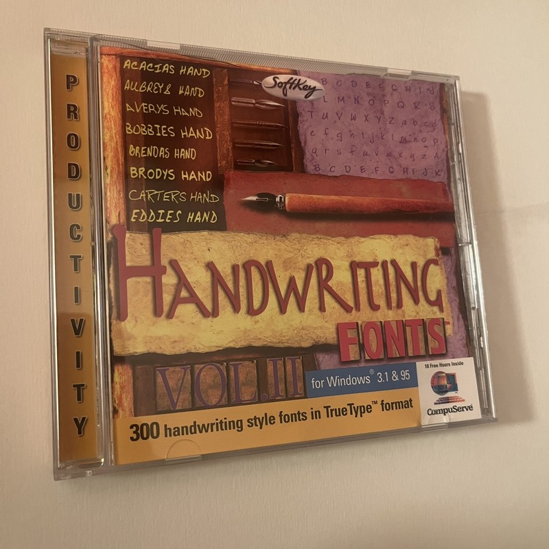 Handwriting Fonts – 300 Handwriting Style Fonts in True Type Format CD-ROM 1996