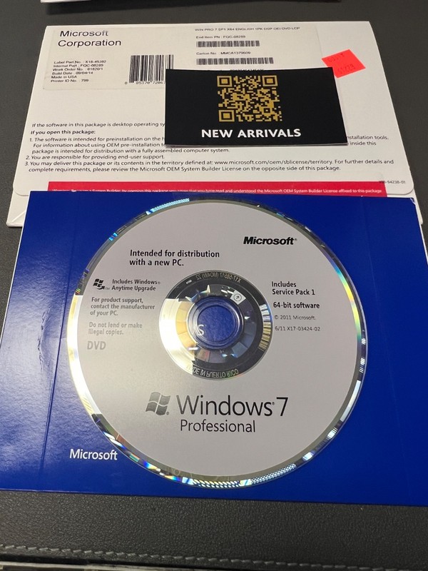 Windows 7 64 bit DVD MISSING Product Key -DVD ONLY.