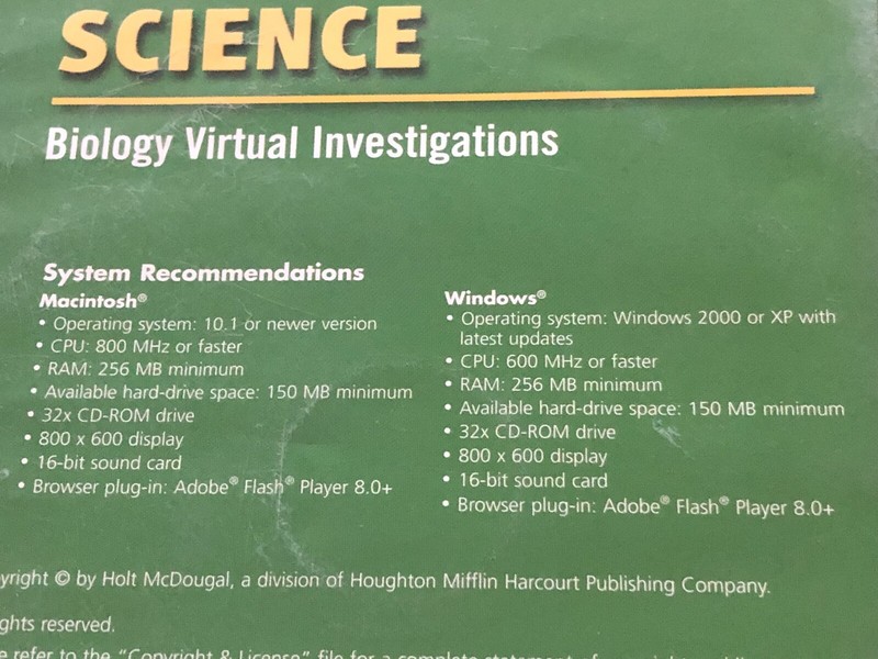 Holt McDougal Science Biology Virtual Investigations CD Windows/Mac Homeschool gallery
