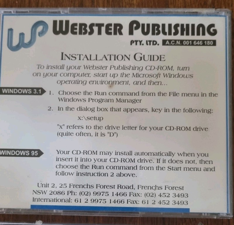 Bulk 6 x 1990's CD Disc PC Software Webster Publishing Encyclopedia Australian gallery