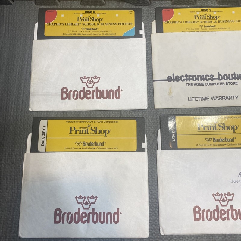 Lot Of 7 The Print Shop Broderbund Windows IBM TANDY 1992 w/ Floppy Disks gallery