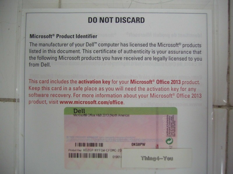 Microsoft Office 2013 Home and Business Full Retail Product Key Card (PKC) =NEW=