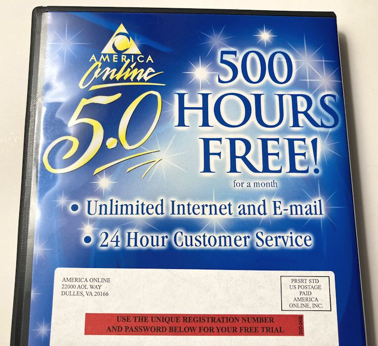 America Online AOL 5.0 Email 500 Hours Free CD with Case 1999 Windows Vintage gallery