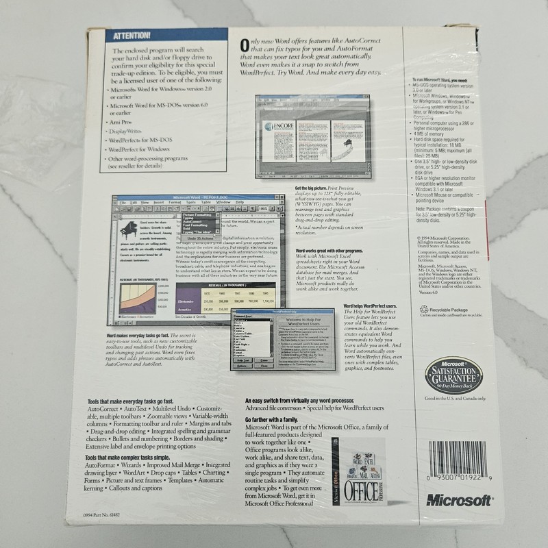 Vintage Software Microsoft Office Word Trade-Up Edition For DOS 3.5" Floppy gallery