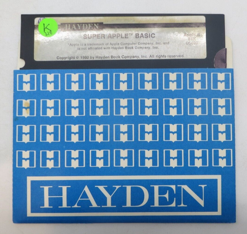 SUPER APPLE BASIC Apple II 24K 5.25″ Floppy Disk 1980 Hayden Book Company Disc