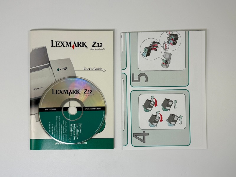 Lexmark Z32 Color Jet Printer Software & Drivers Install CD & Booklet