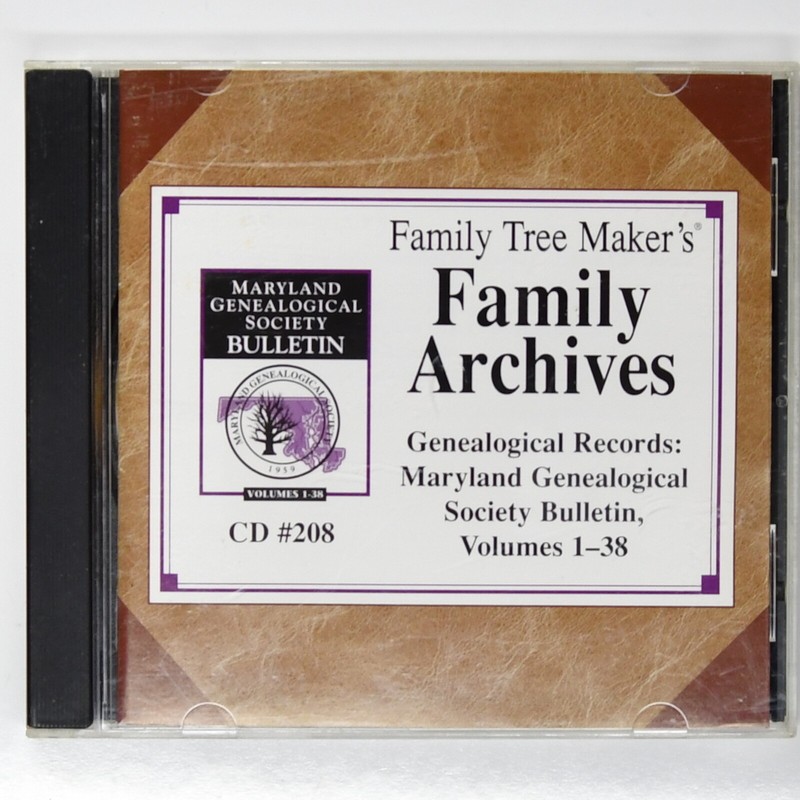 Broderbund Family Tree Maker CD # 208 Maryland Genealogical Society Vol 1-38