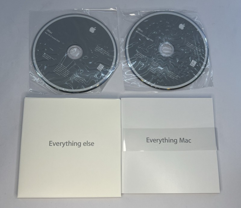 Apple iMac OS X 10.5.6 Install Discs 1 and 2 W/ Manual & Stickers