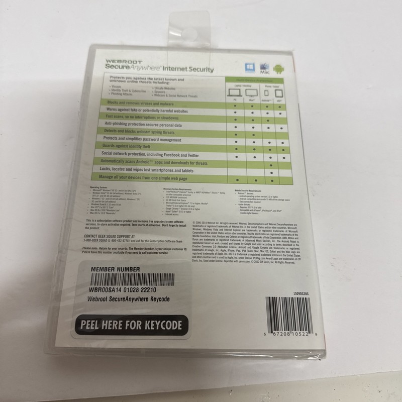 Webroot Secure Anywhere® Internet Security Plus (3 Devices) Factory Sealed gallery