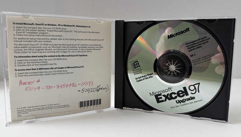 Microsoft Excel 97 Spreadsheet Program Upgrade CD With Key Vintage Tech gallery