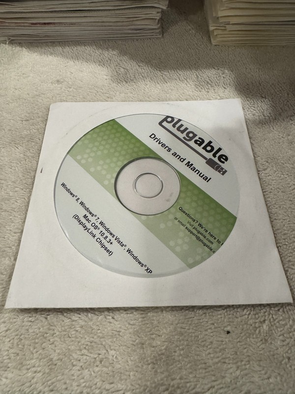 Plugable Drivers and Manual Win 8/7/Vista/XP Mac OS 10.8.3+ CD ONLY!!!