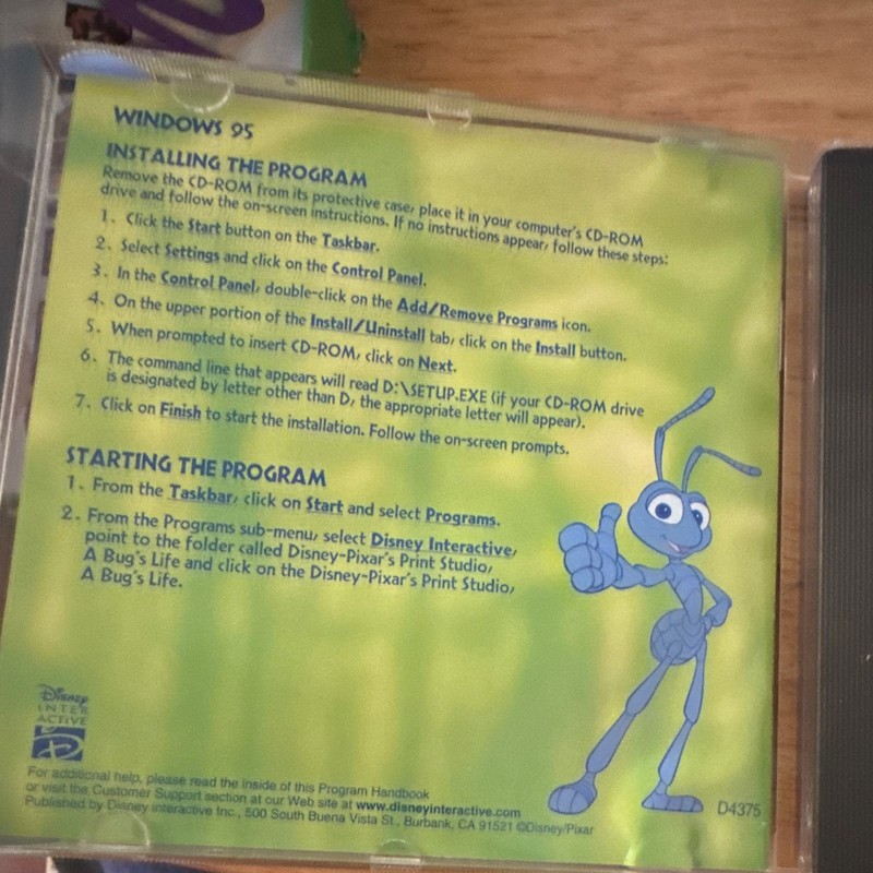 Disney Interactive Disney's Print Studio A Bug's Life CD-ROM Windows 95 D4375 gallery