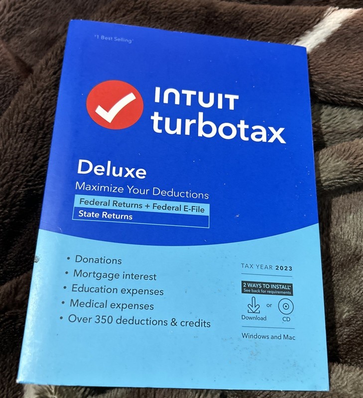 Intuit TurboTax Deluxe 2023 Federal w State Physical CD w license PC/MAC SEALED