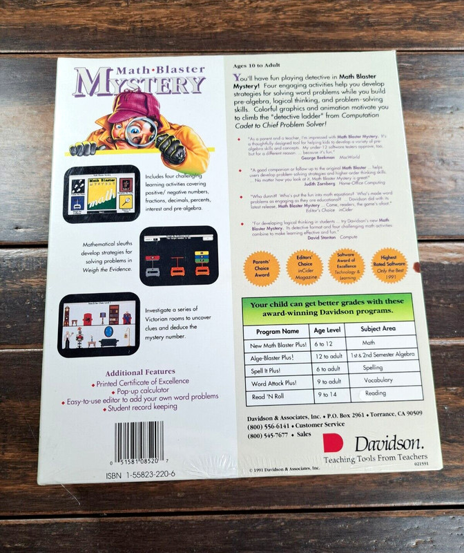 Davidson Math Blaster Mystery Learning Pre-Algebra IBM Tandy PC Compatible 1991 gallery