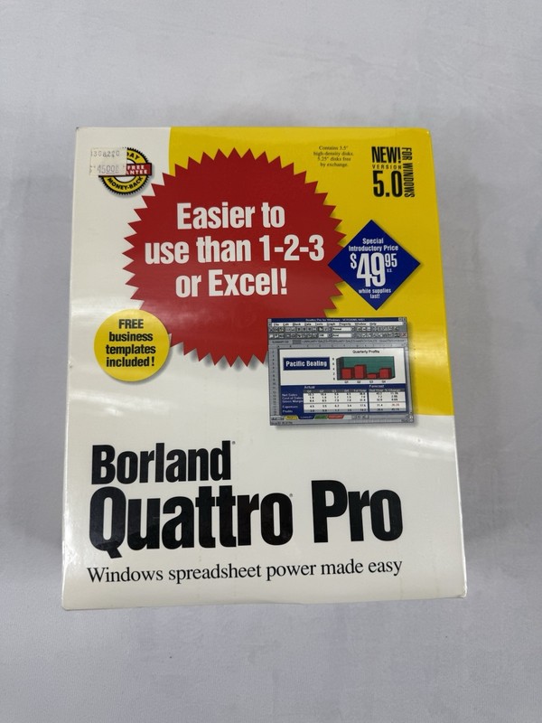 BORLAND QUATTRO PRO VER 5.0 FOR WINDOWS--3.5" DISKS--BRAND NEW SEALED
