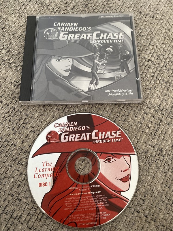 Carmen Sandiego’s Great Chase Through Time PC Game Disc 1 Only And Case Manual