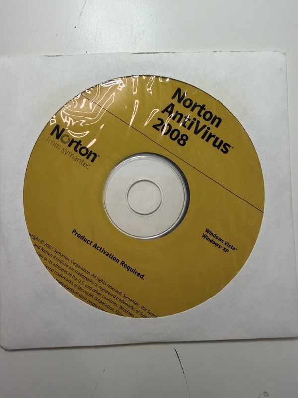 Norton AntiVirus 2008 CD w/ Product Key – Windows XP/Vista