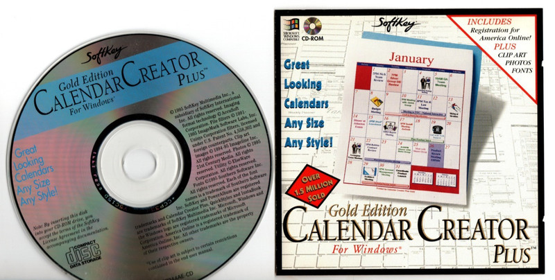 Microsoft Windows Gold Edition Calendar Creator Plus CD ROM Vintage 1995