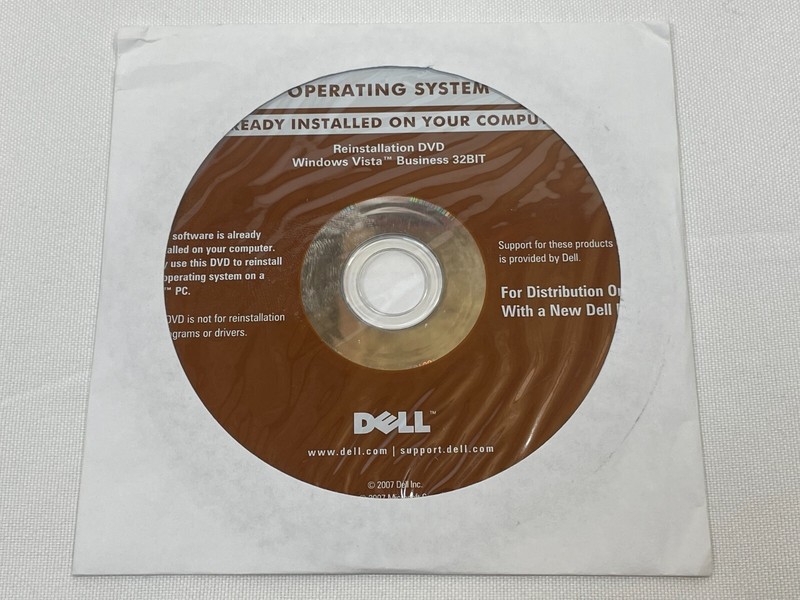 Dell Reinstallation DVD Microsoft Windows Vista Business 32BIT Software NEW