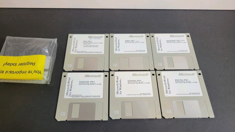 Vintage Microsoft Word for Windows 2.0c (1991) – Complete 6 Floppy Disk Set –... gallery