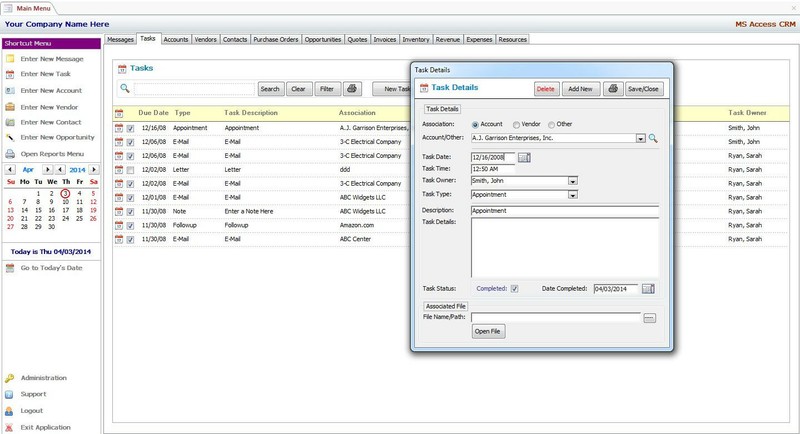 MS Access Based CRM Software - Use As-Is or Customizable gallery