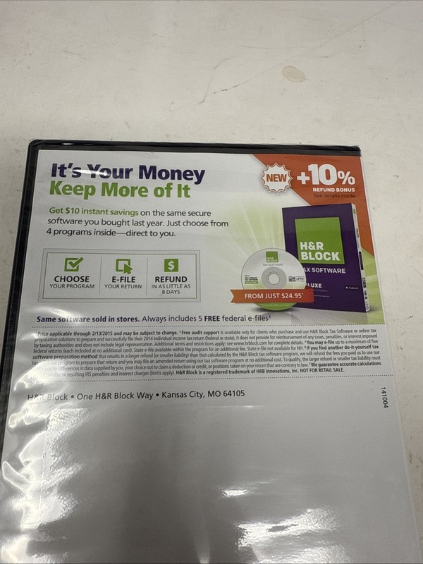 H & R Block One-Stop Shopping Tax Software 2014 Tax Year-RARE-SHIP N 24 HRS-NEW gallery