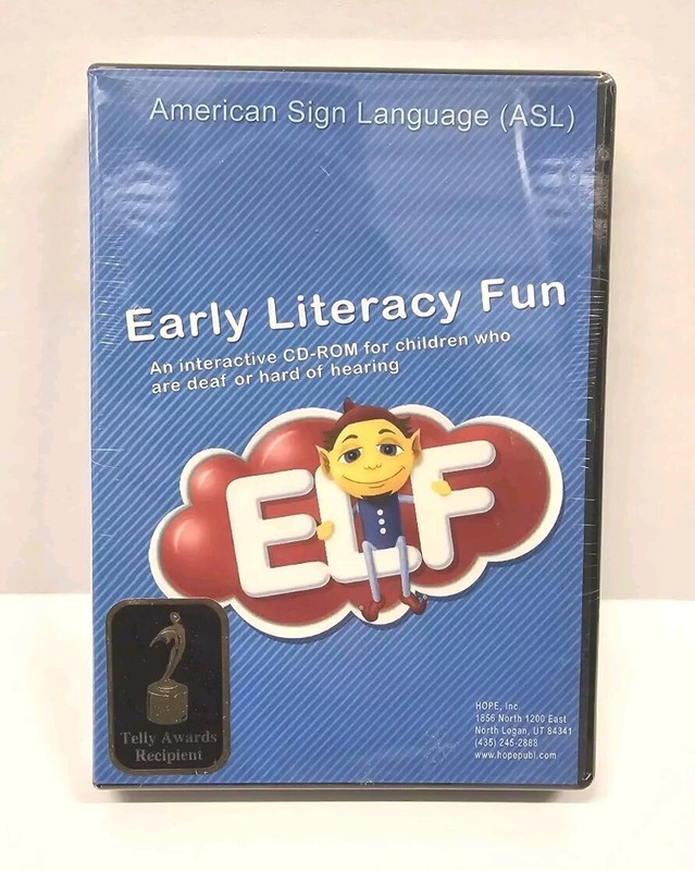 ELF Early Literacy Fun ASL CD rom for KIDS CHILDREN EDUCATIONAL LEARNING