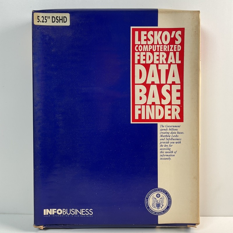 InfoBusiness Lesko’s Computerized Federal Data Base Finder 5.25” DSHD – Open Box
