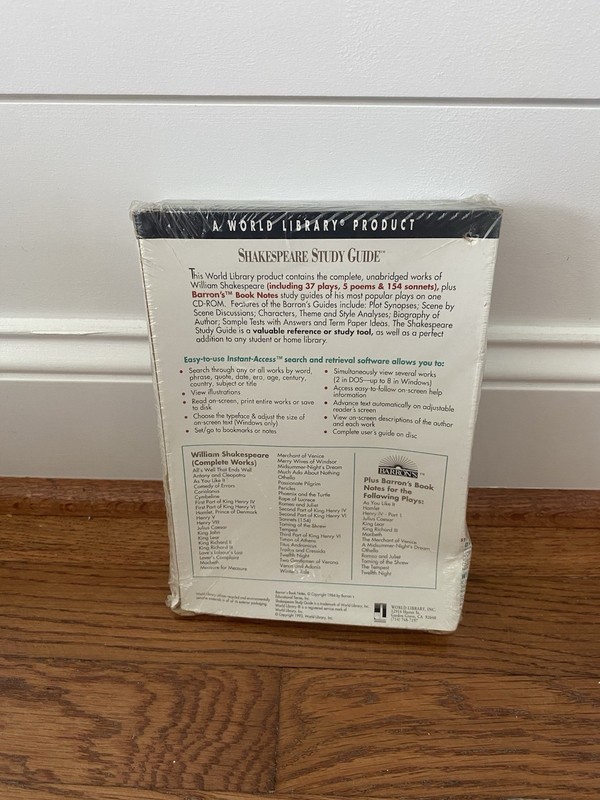 1994 Shakespeare Study Guide CD-Rom Barron’s Book Notes New World Library Softwa gallery
