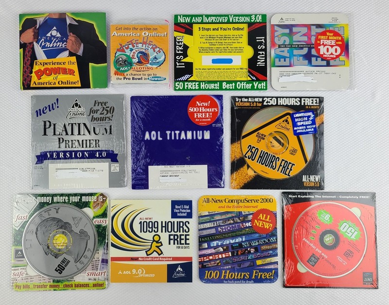 Vintage PC AOL AMERICA ONLINE, COMPUSERVE, JUNO Internet Install Disks, Floppy