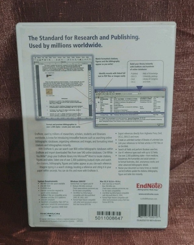 Endnote Bibliographies Made Easy Software 2006 for WIN 2000/XP gallery